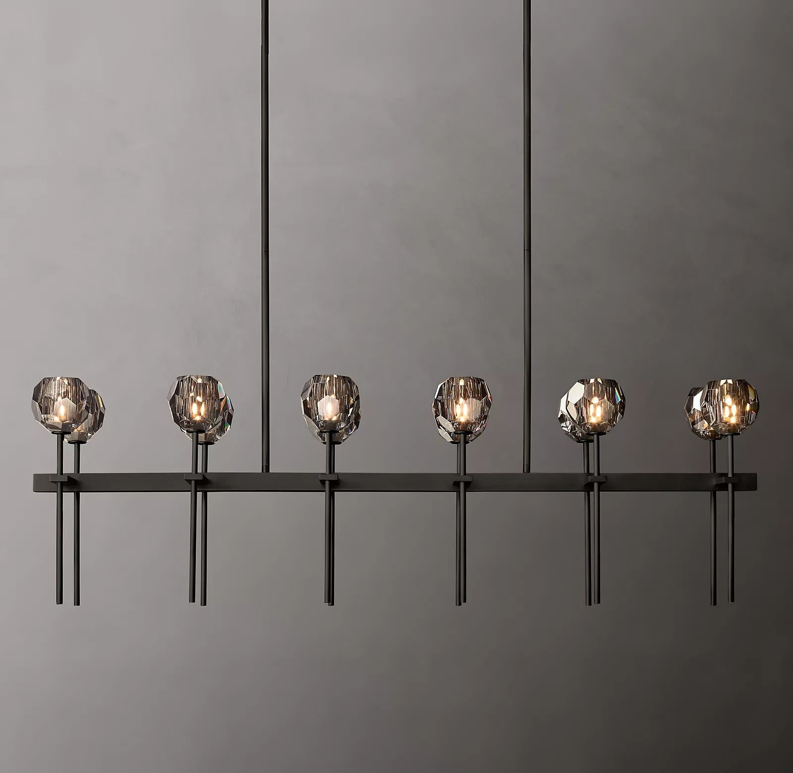Bille De Crystal Ball Double Linear Chandelier 60"