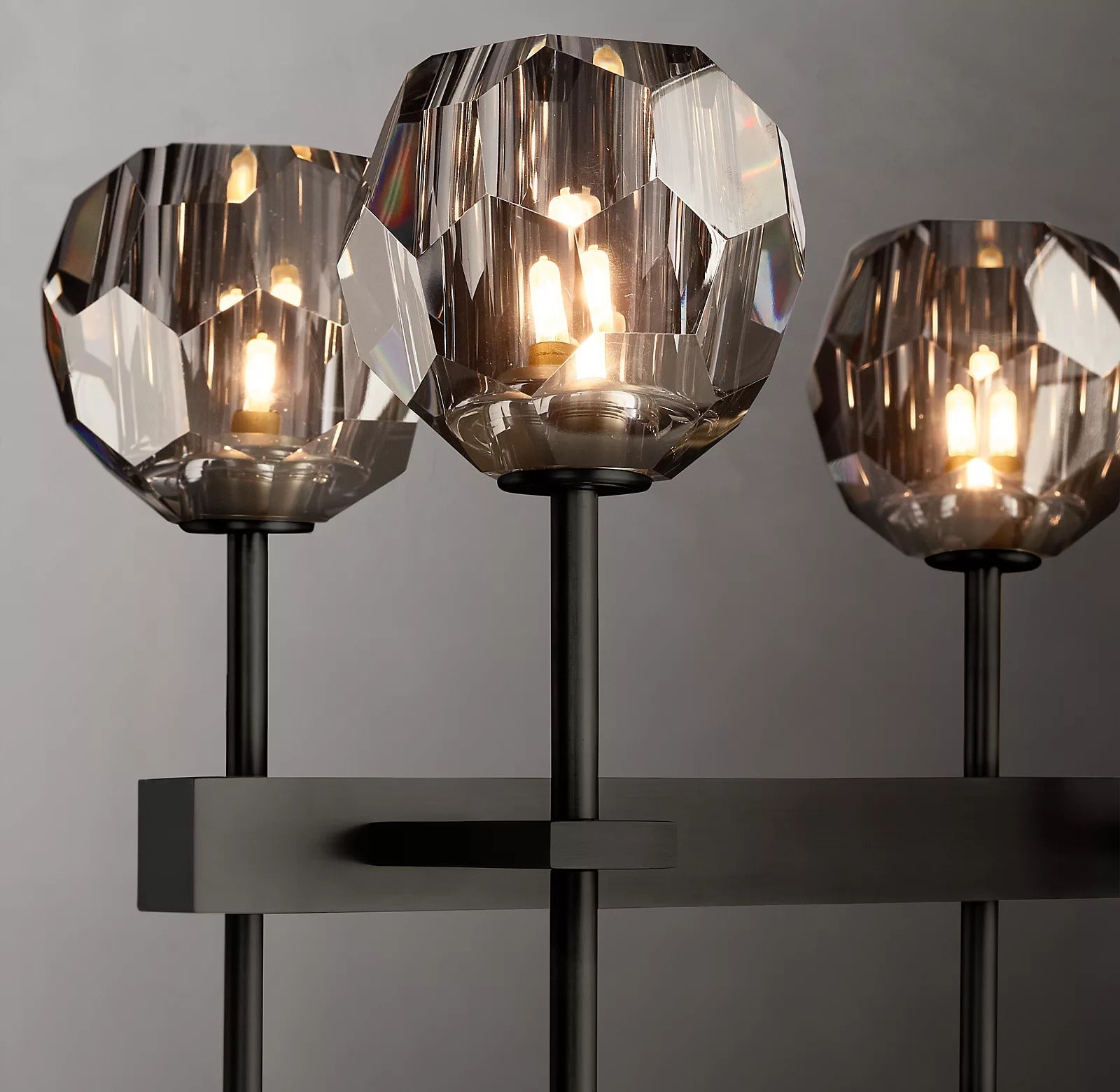 Bille De Crystal Ball Double Linear Chandelier 60"