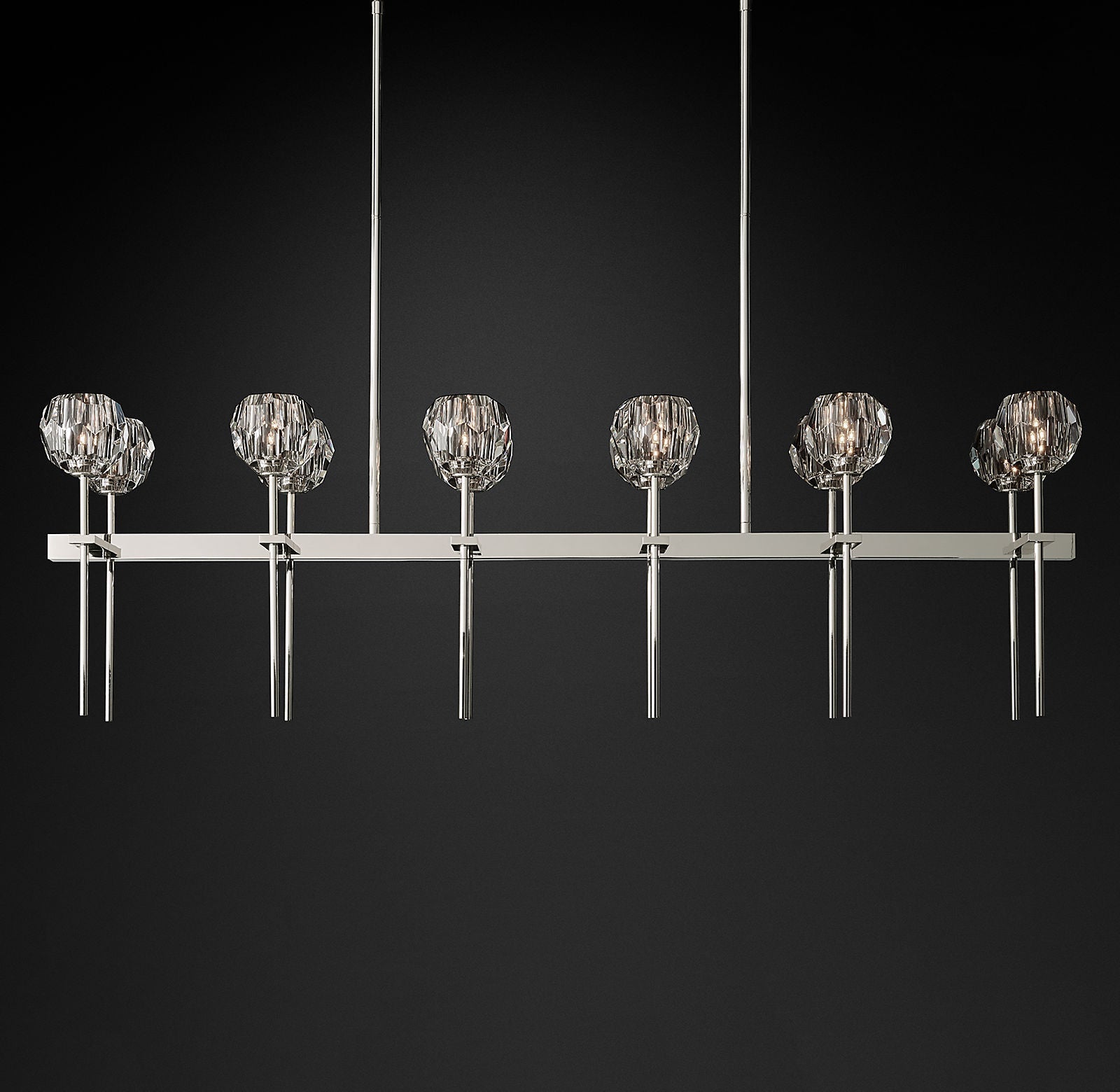 Bille De Crystal Ball Double Linear Chandelier 60"