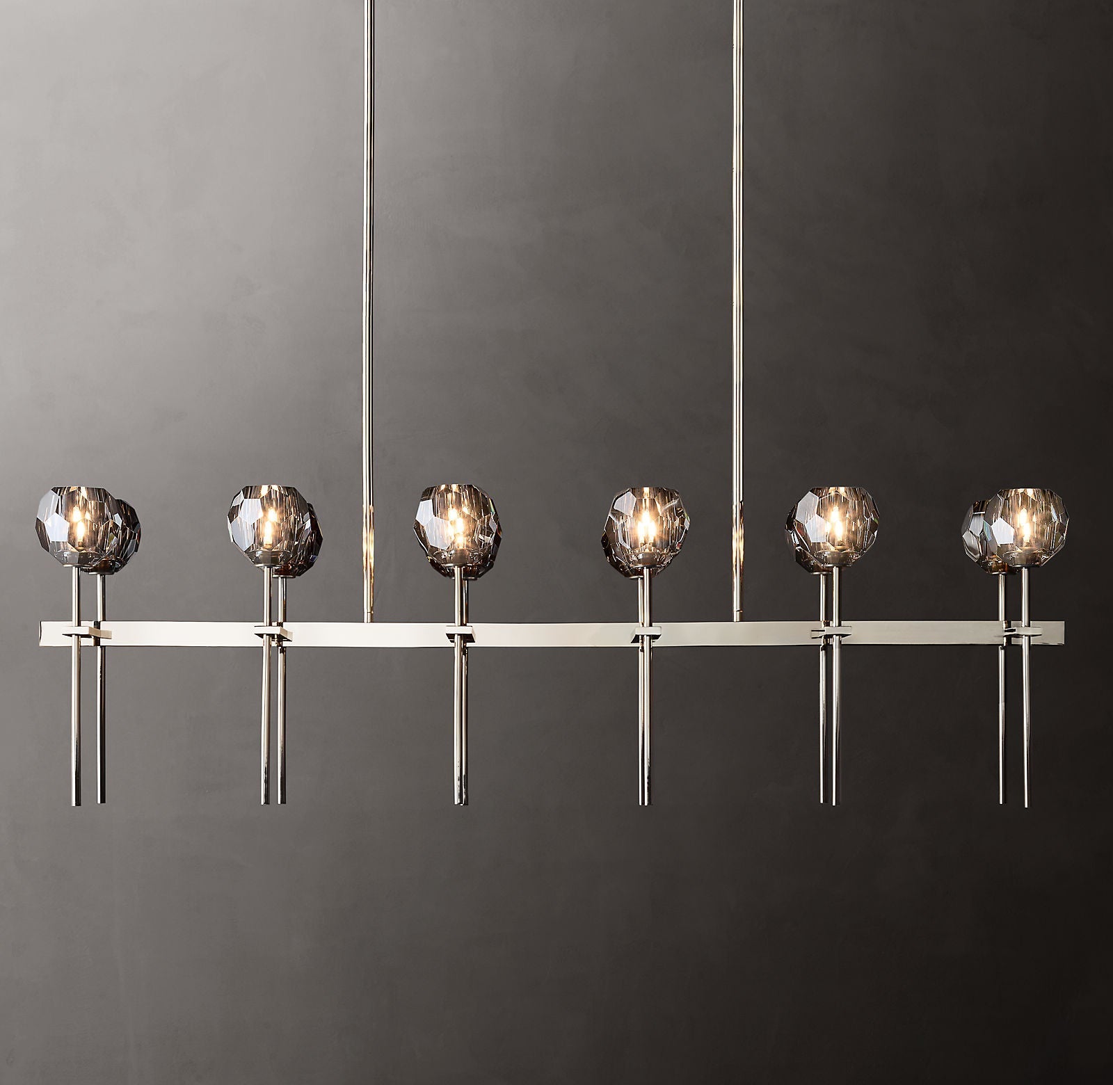 Bille De Crystal Ball Double Linear Chandelier 60"