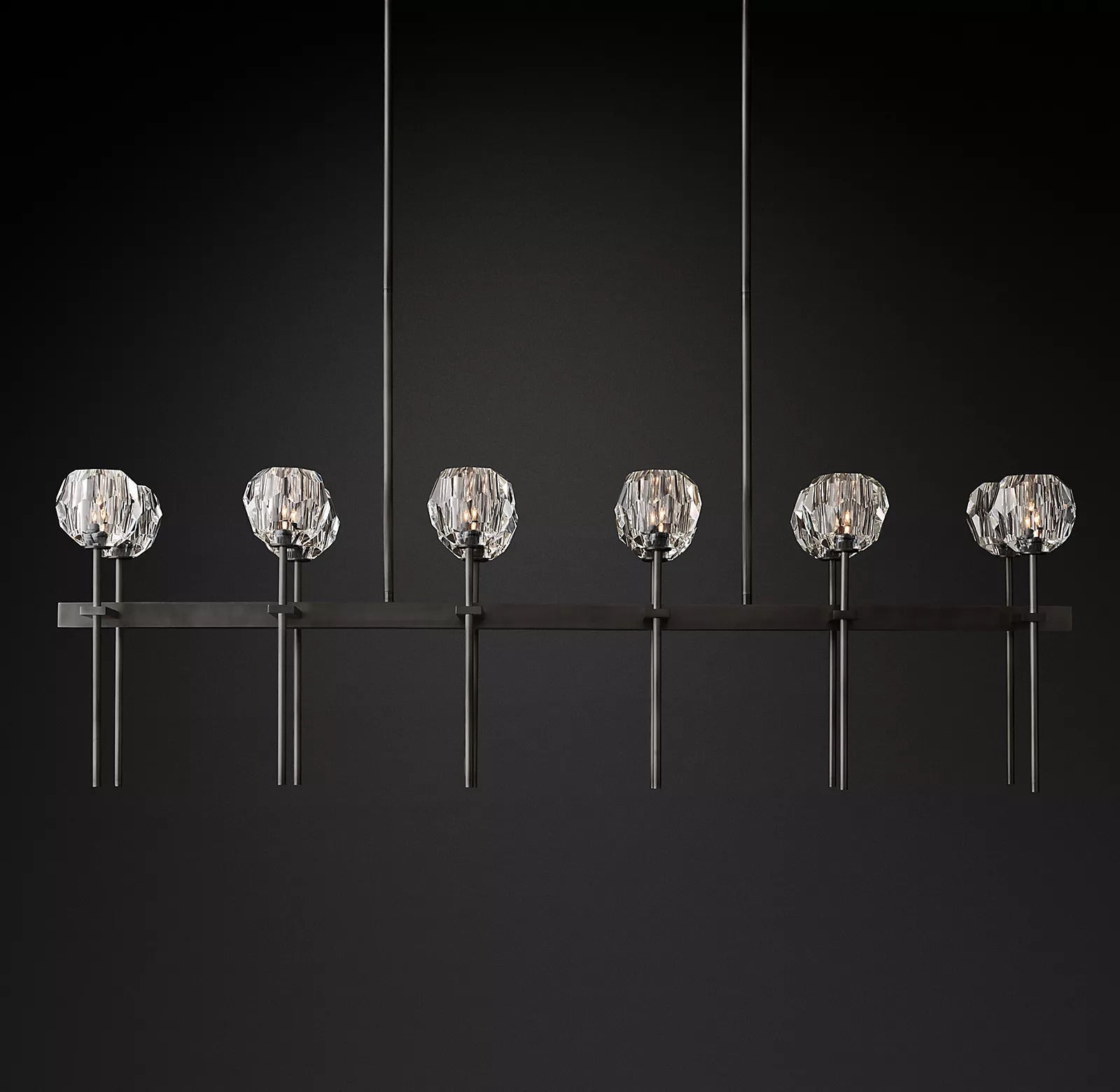Bille De Crystal Ball Double Linear Chandelier 60"