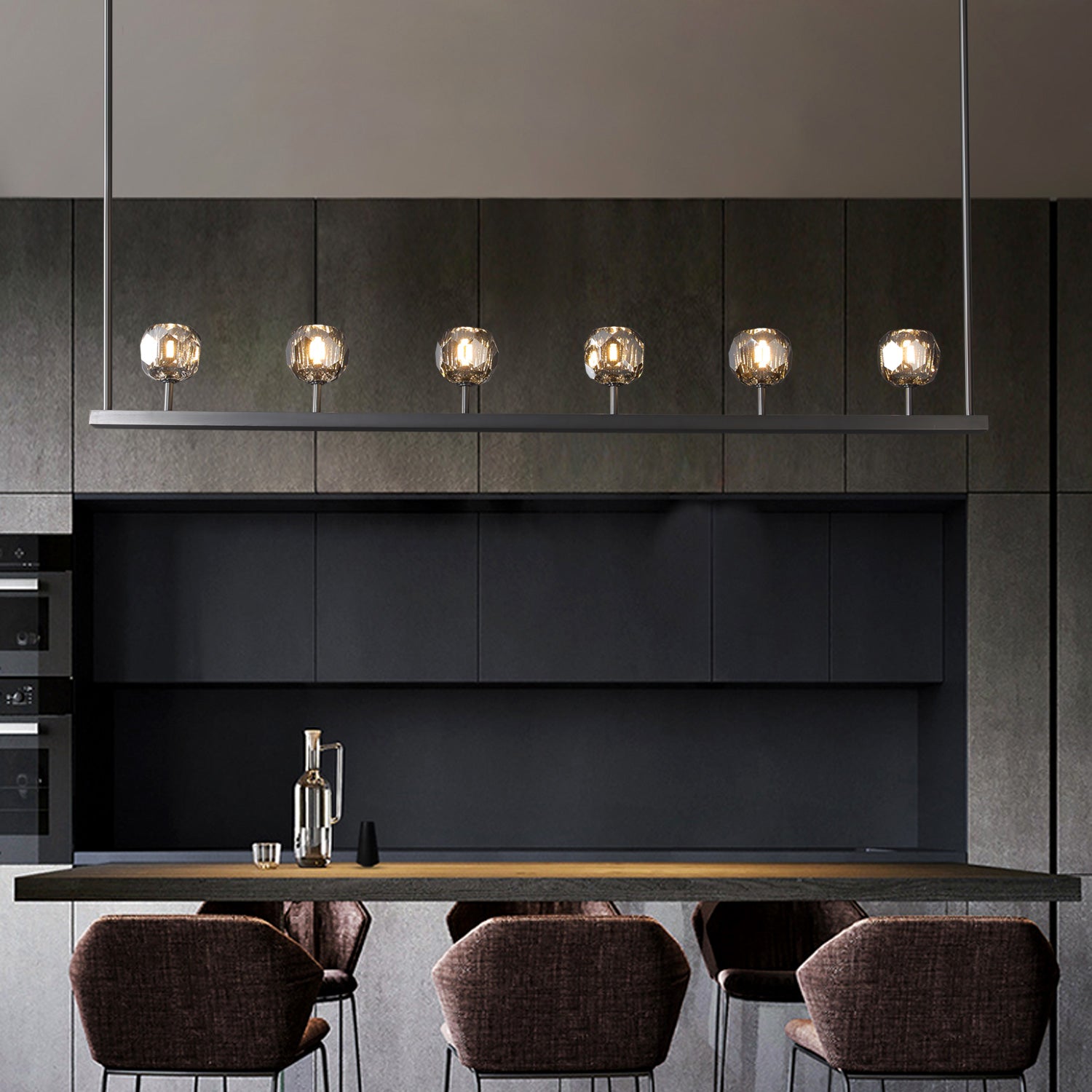 Bille De Crystal Ball Linear Chandelier 60"