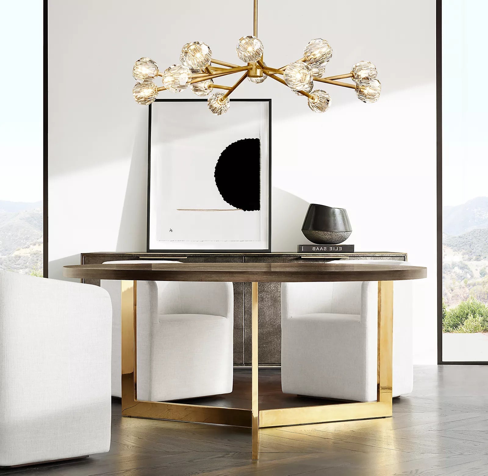 Bille De Crystal Ball Round Chandelier 72"
