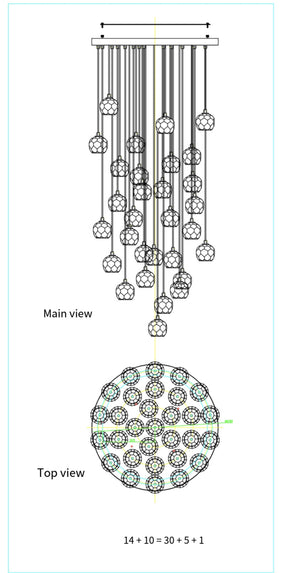 Bille De Crystal Round Cluster Chandelier 40" Clear GLASS