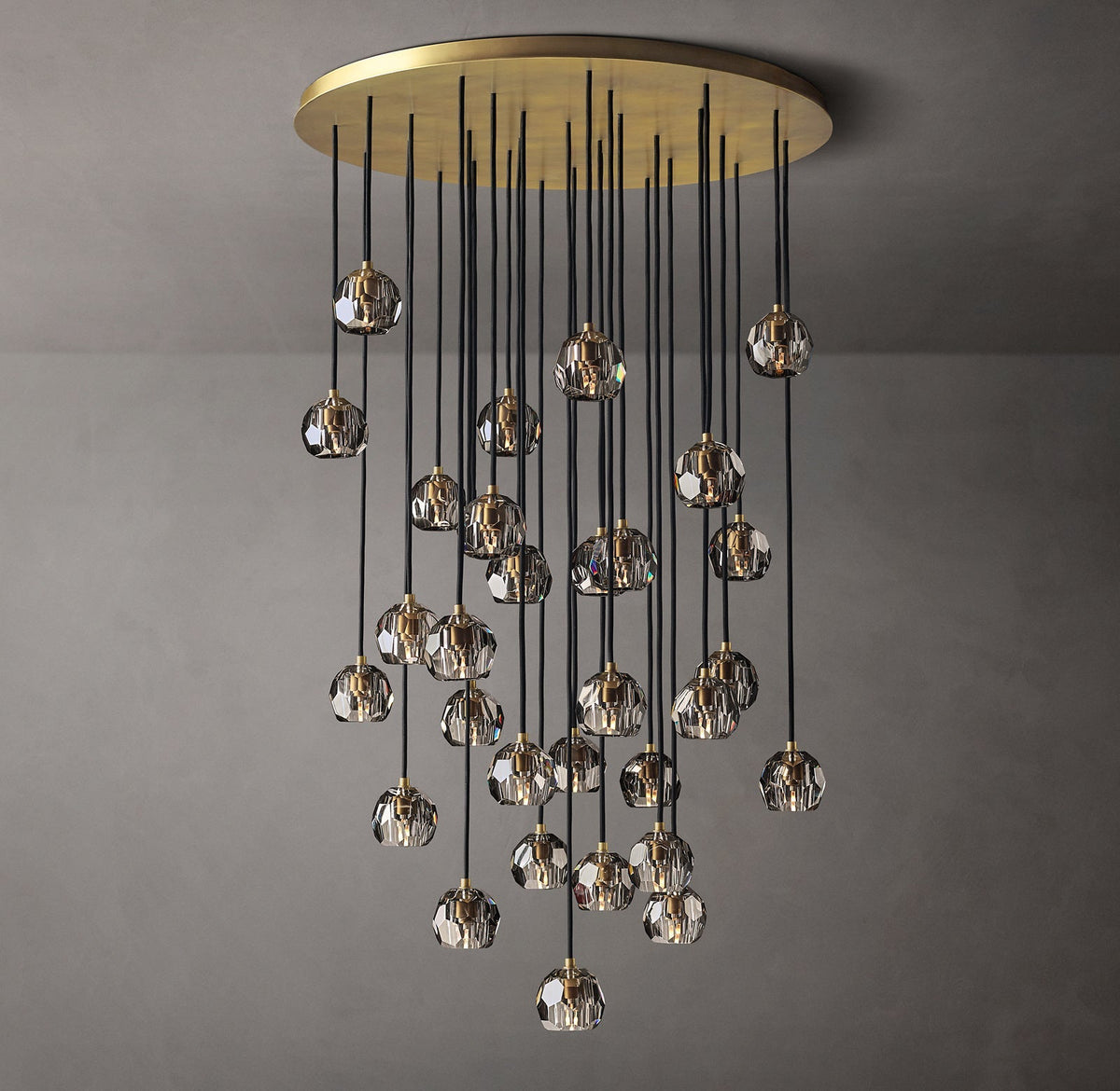 Bille De Crystal Round Cluster Chandelier 40" Smoke GLASS