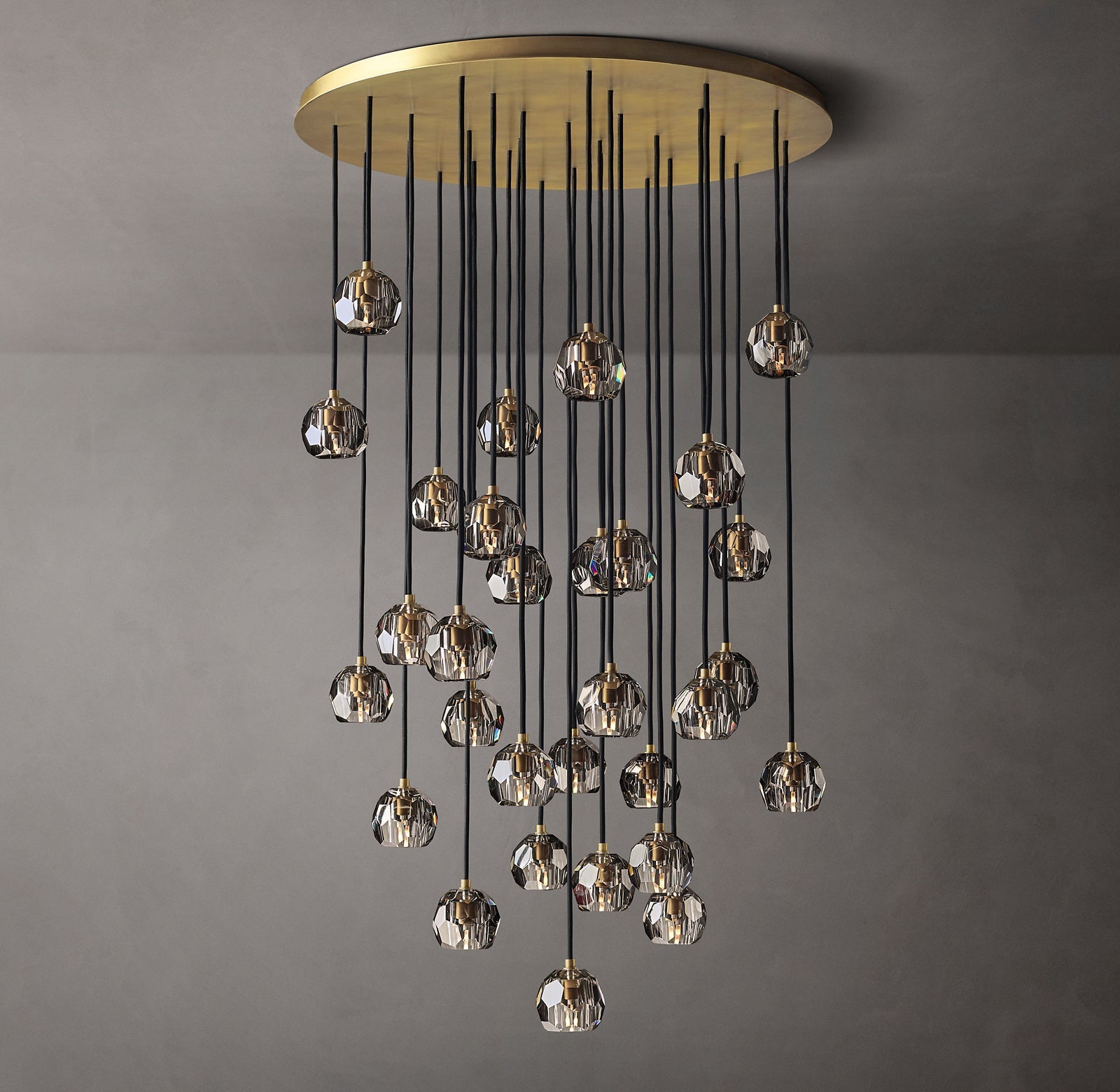 Bille De Crystal Round Cluster Chandelier 40" Smoke GLASS