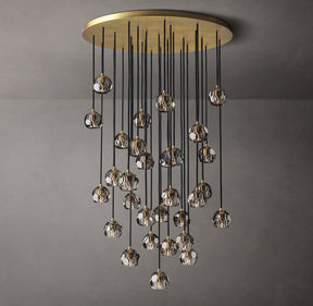 Bille De Crystal Round Cluster Chandelier 40" Smoke GLASS