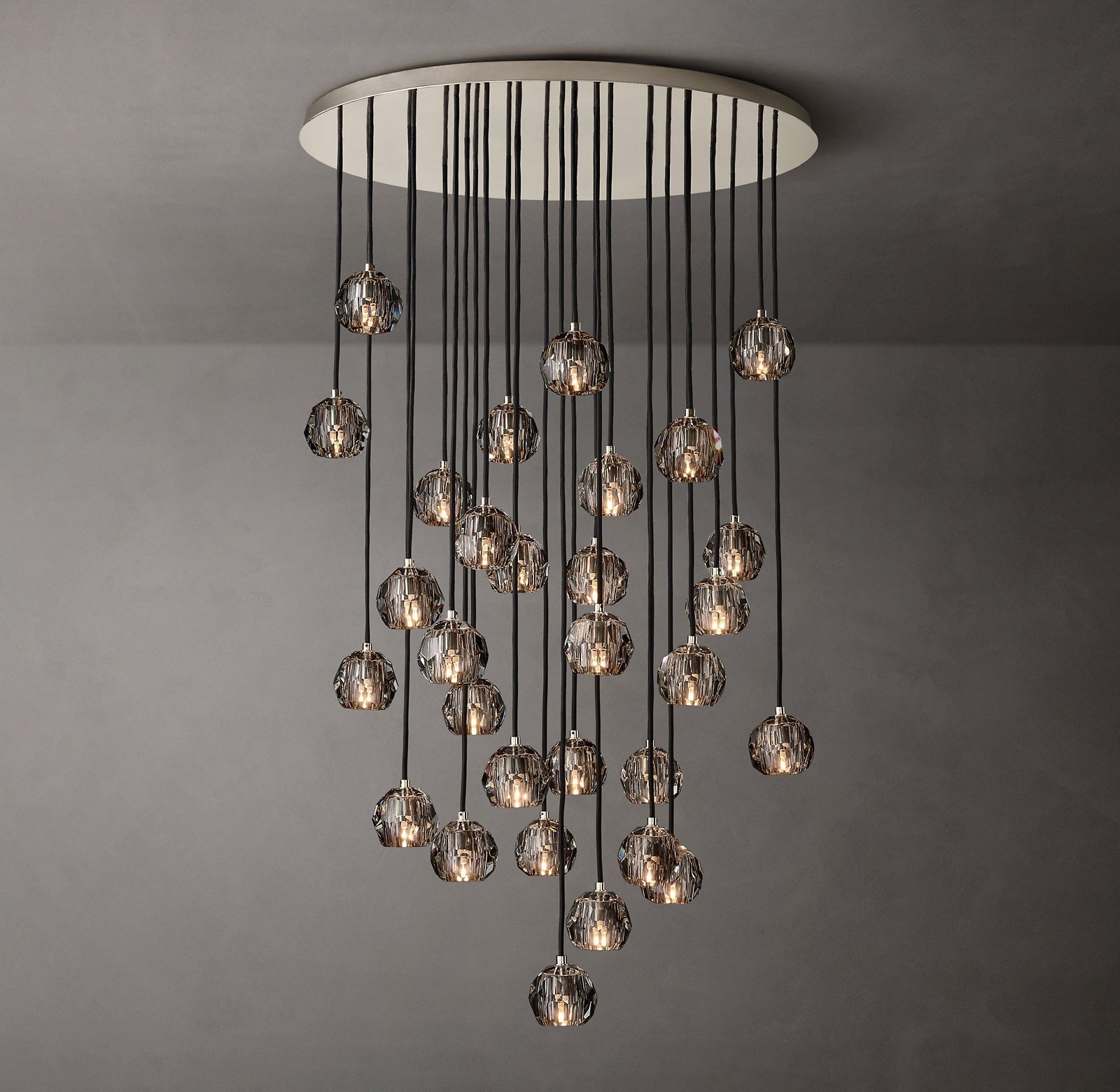Bille De Crystal Round Cluster Chandelier 40" Smoke GLASS