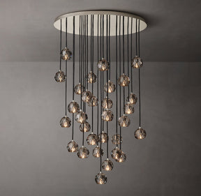Bille De Crystal Round Cluster Chandelier 40" Smoke GLASS