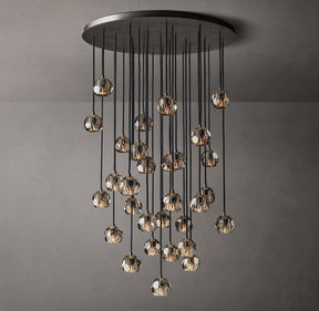 Bille De Crystal Round Cluster Chandelier 40" Smoke GLASS
