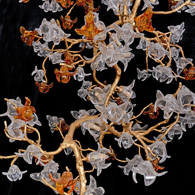 Blossom Breeze Staircase Blown Glass Flowers Long Chandelier