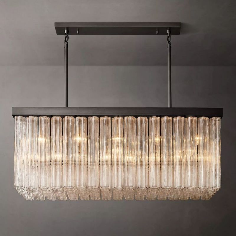 Caroline Linear Chandelier 54"/72", Luxury Glass Chandelier