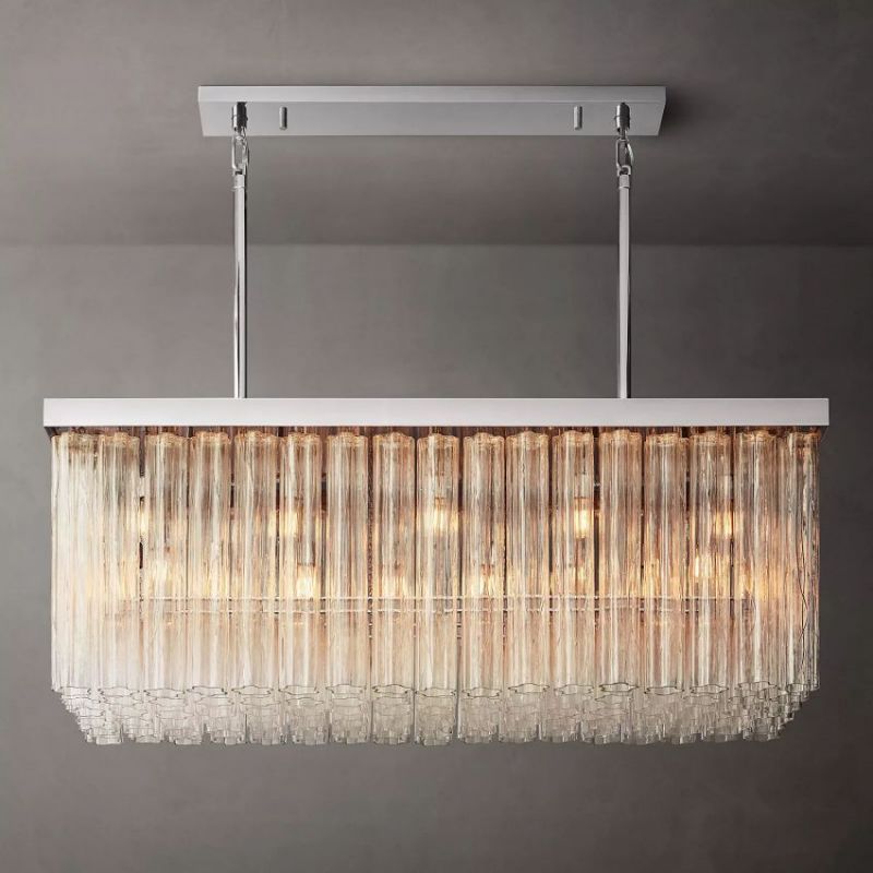 Caroline Linear Chandelier 54"/72", Luxury Glass Chandelier