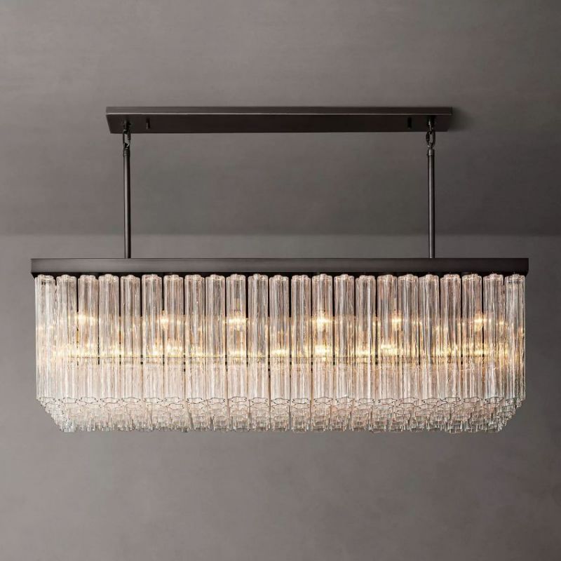 Caroline Linear Chandelier 54"/72", Luxury Glass Chandelier