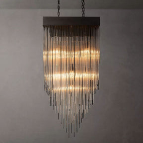 Cascade Glass Rectangular Chandelier 30"
