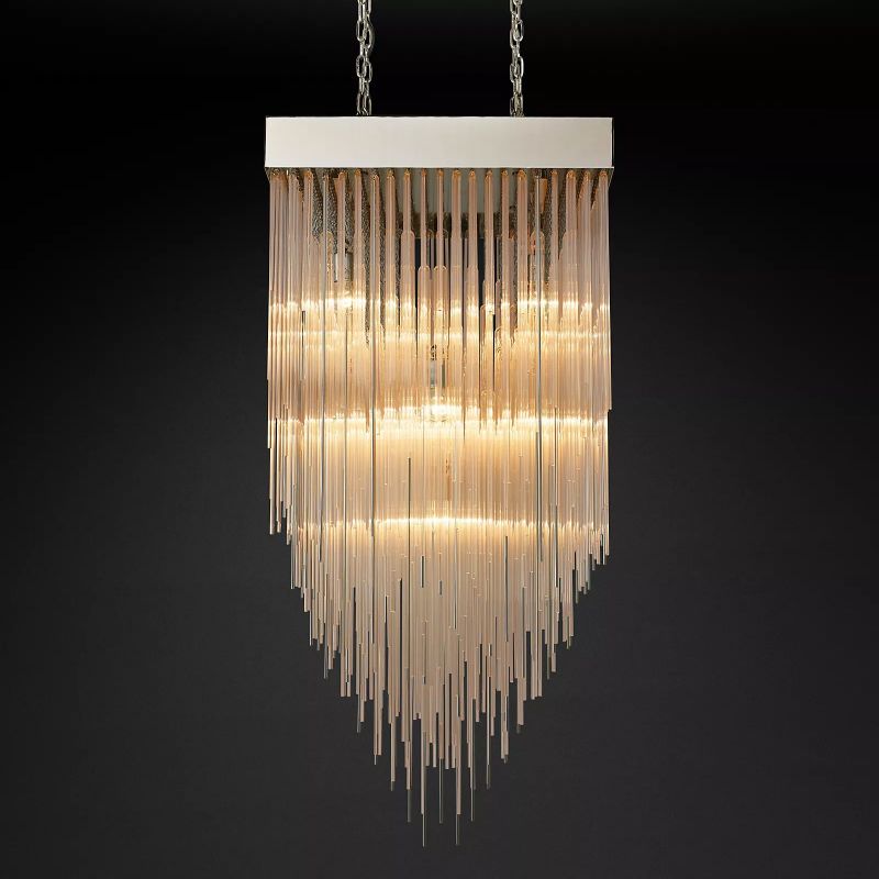Cascade Glass Rectangular Chandelier 30"