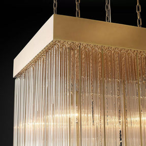 Cascade Glass Rectangular Chandelier 30"