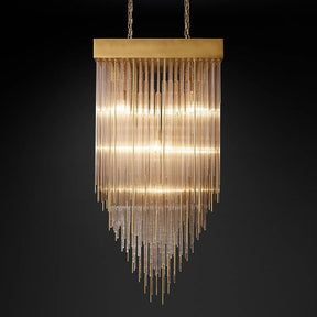 Cascade Glass Rectangular Chandelier 30"