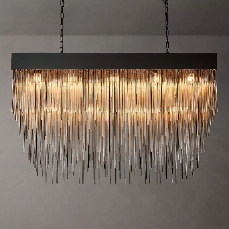 Cascade Glass Rectangular Chandelier 54"