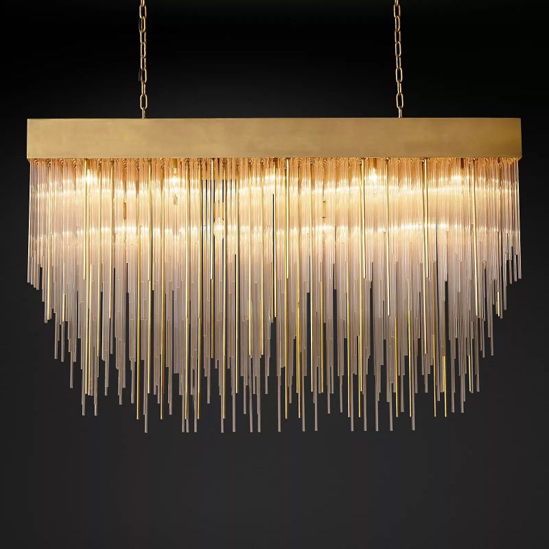 Cascade Glass Rectangular Chandelier 54"
