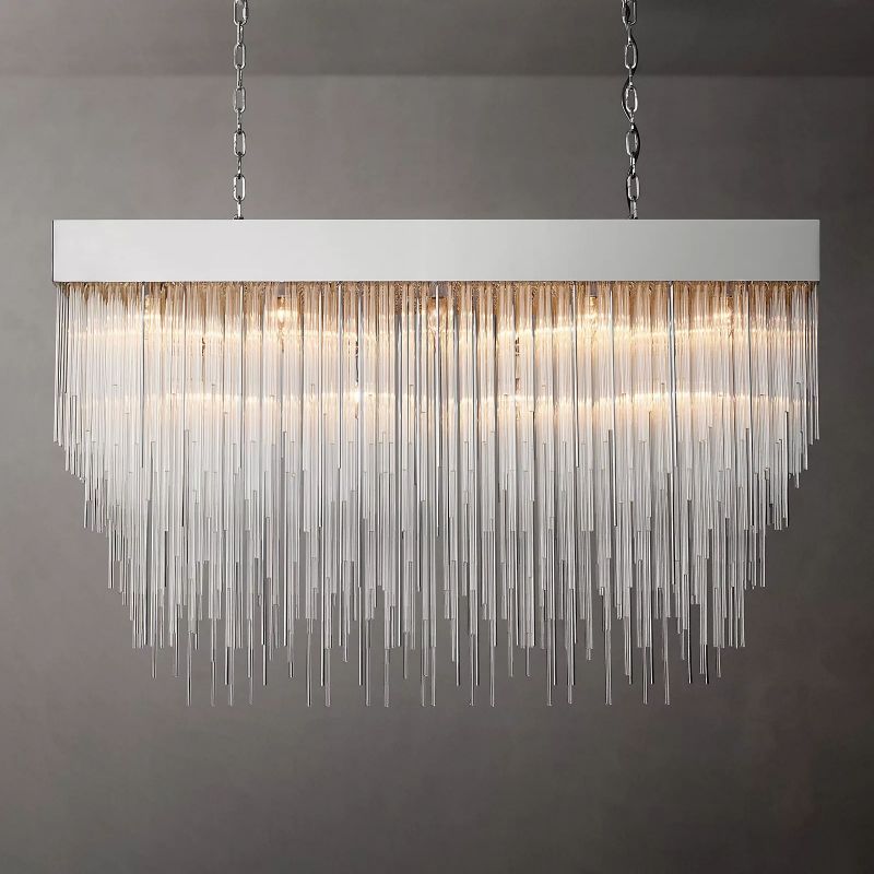 Cascade Glass Rectangular Chandelier 54"