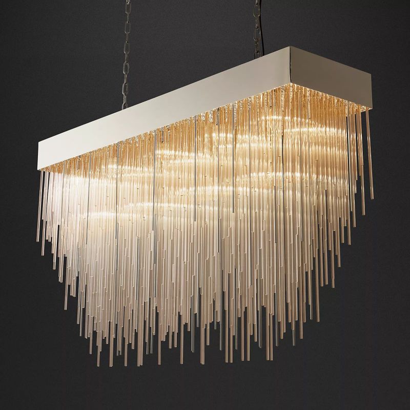 Cascade Glass Rectangular Chandelier 54"