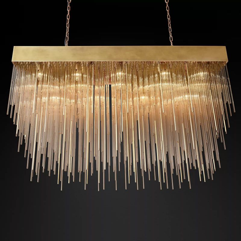 Cascade Glass Rectangular Chandelier 54"