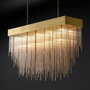 Cascade Glass Rectangular Chandelier 54"