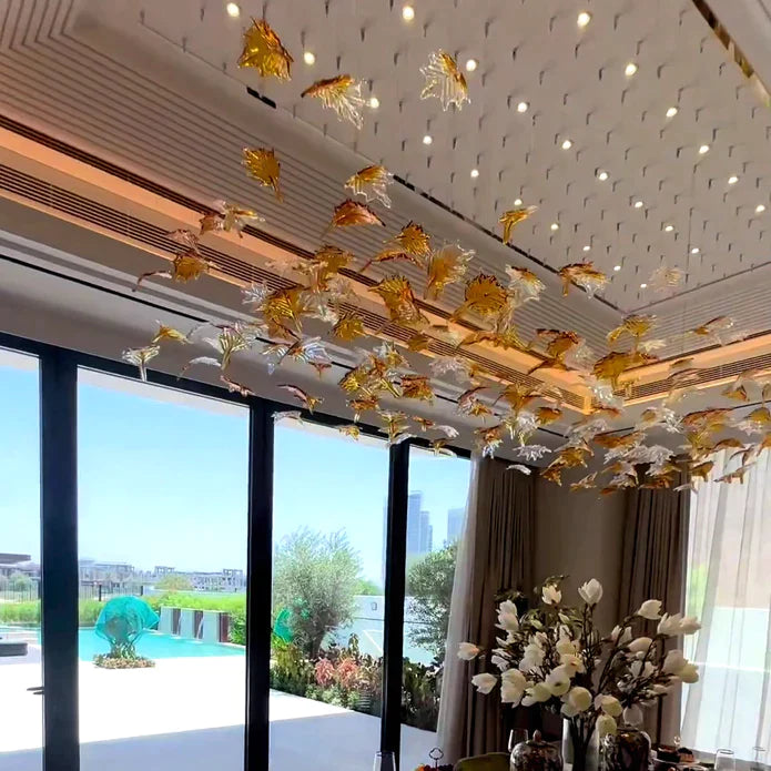 Custom Maple Leaf Chandelier For Villas/Banquet Hall/Hotel Lobby