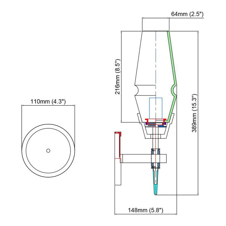 David Red Wine Glass Wall Sconce, Brass