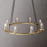 Davina Clear Glass Round Chandelier 36", Modern Chandelier for Bedroom, Dining Room, Living Room