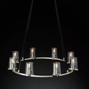 Davina Clear Glass Round Chandelier 36", Modern Chandelier for Bedroom, Dining Room, Living Room