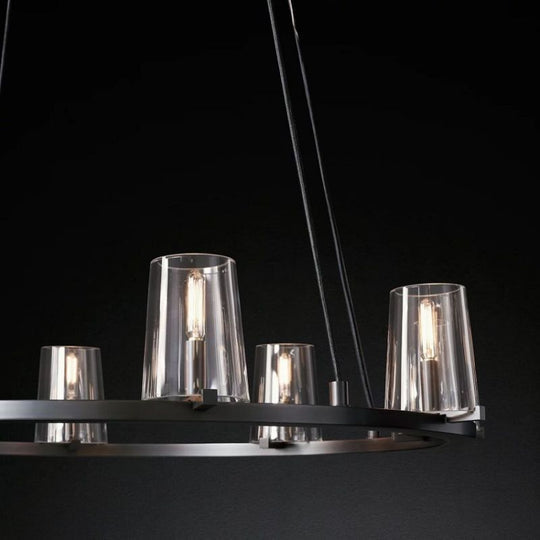 Davina Clear Glass Round Chandelier 36", Modern Chandelier for Bedroom, Dining Room, Living Room