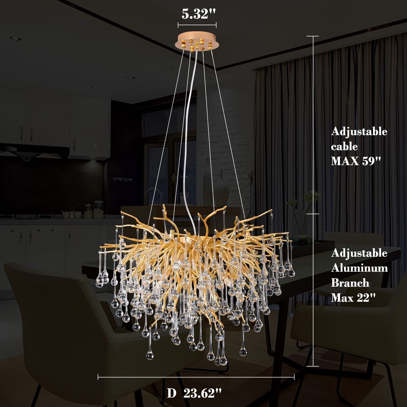 Doris Crystal Branch Chandelier