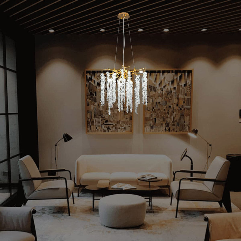 Doris White Crystal Branch Chandelier 20.5&quot;D