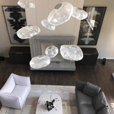 chandelier,chandeliers,pendant,glass,cloud,stainless steel,extra large,large,oversize,big,huge,long table,dining table,big table,dining bar,foyer,two-story foyer,hallway,living room,bedroom,smoke gray,Amber,glaucous