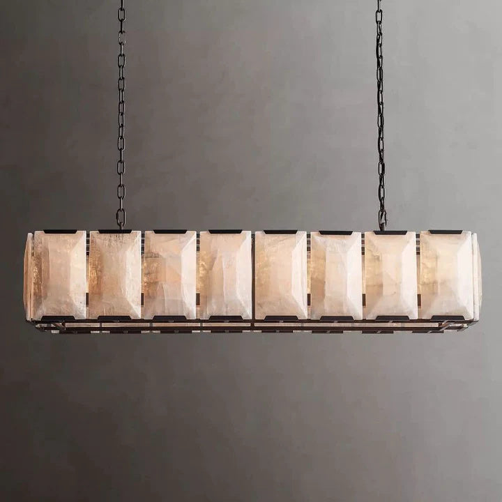 Halo Calcite Rectangular Chandelier 55"