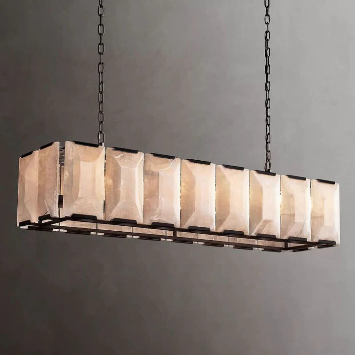 Halo Calcite Rectangular Chandelier 55"