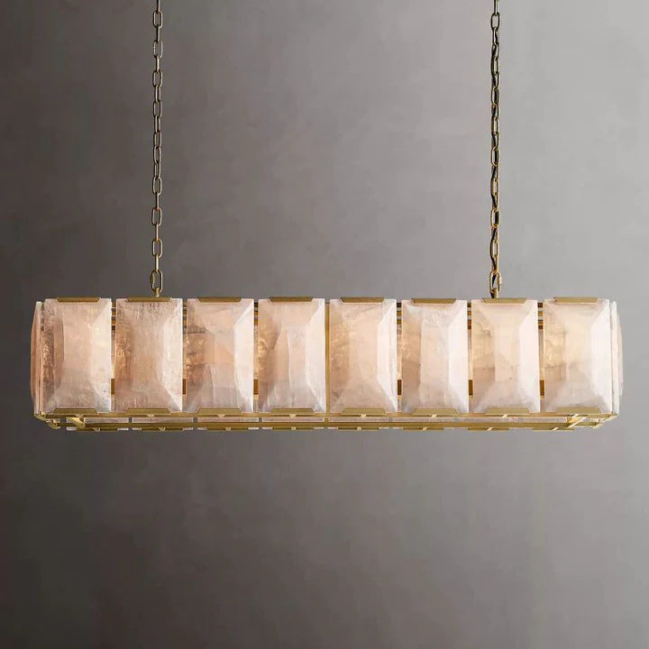 Halo Calcite Rectangular Chandelier 55"