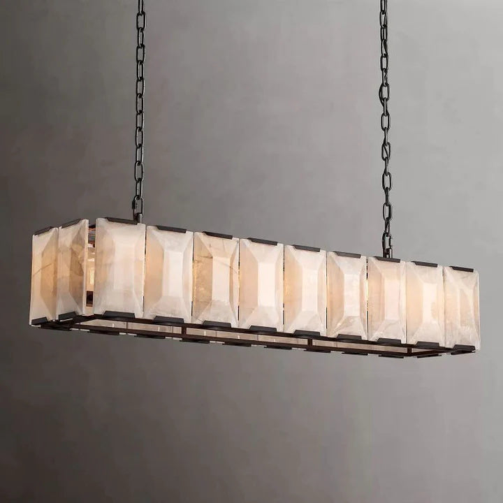 Halo Calcite Rectangular Chandelier 62"