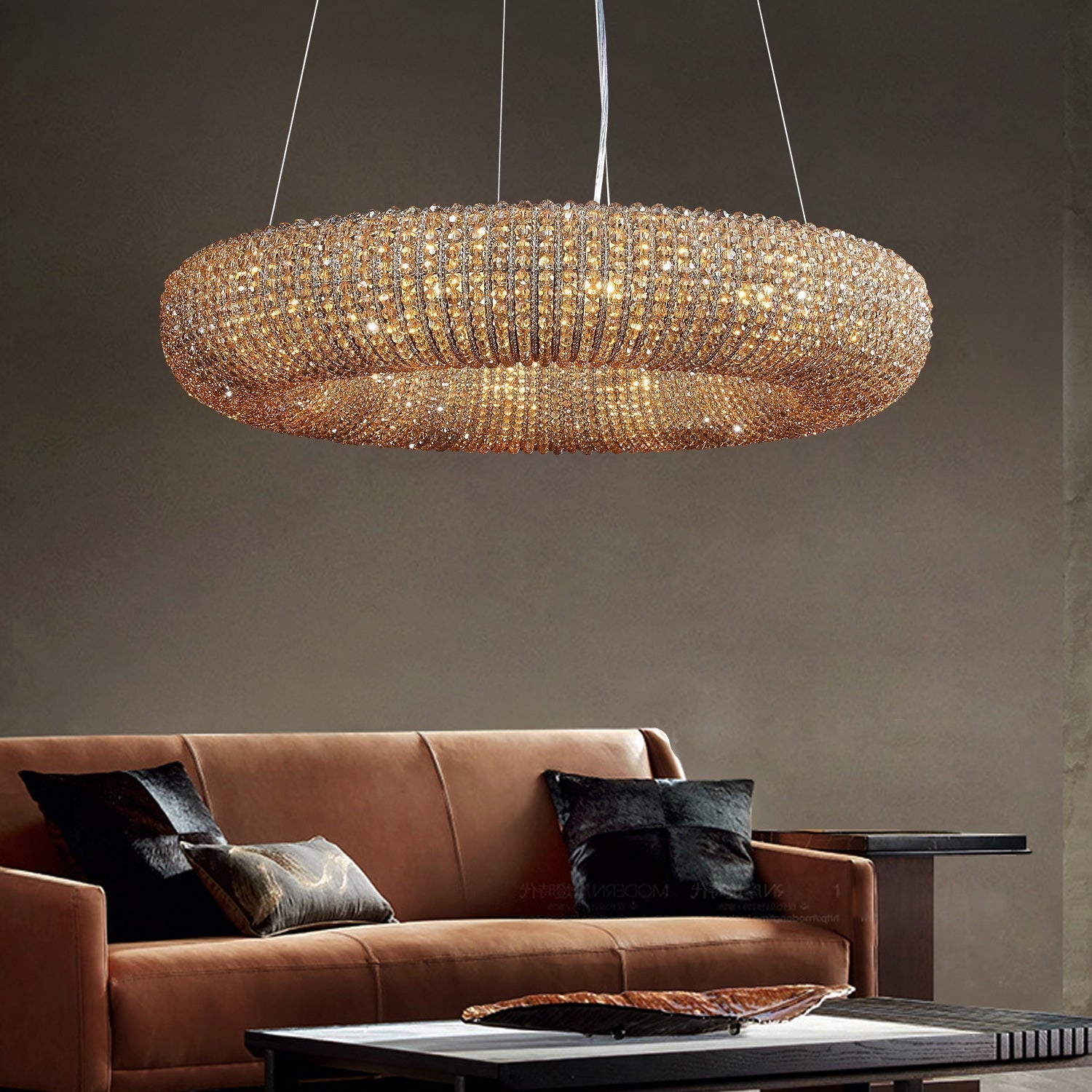 Halo Smoke Crystal Chandelier 31" 42"
