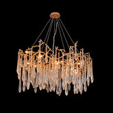 Handblown Glass Chandelier with Large Glass Teardrops