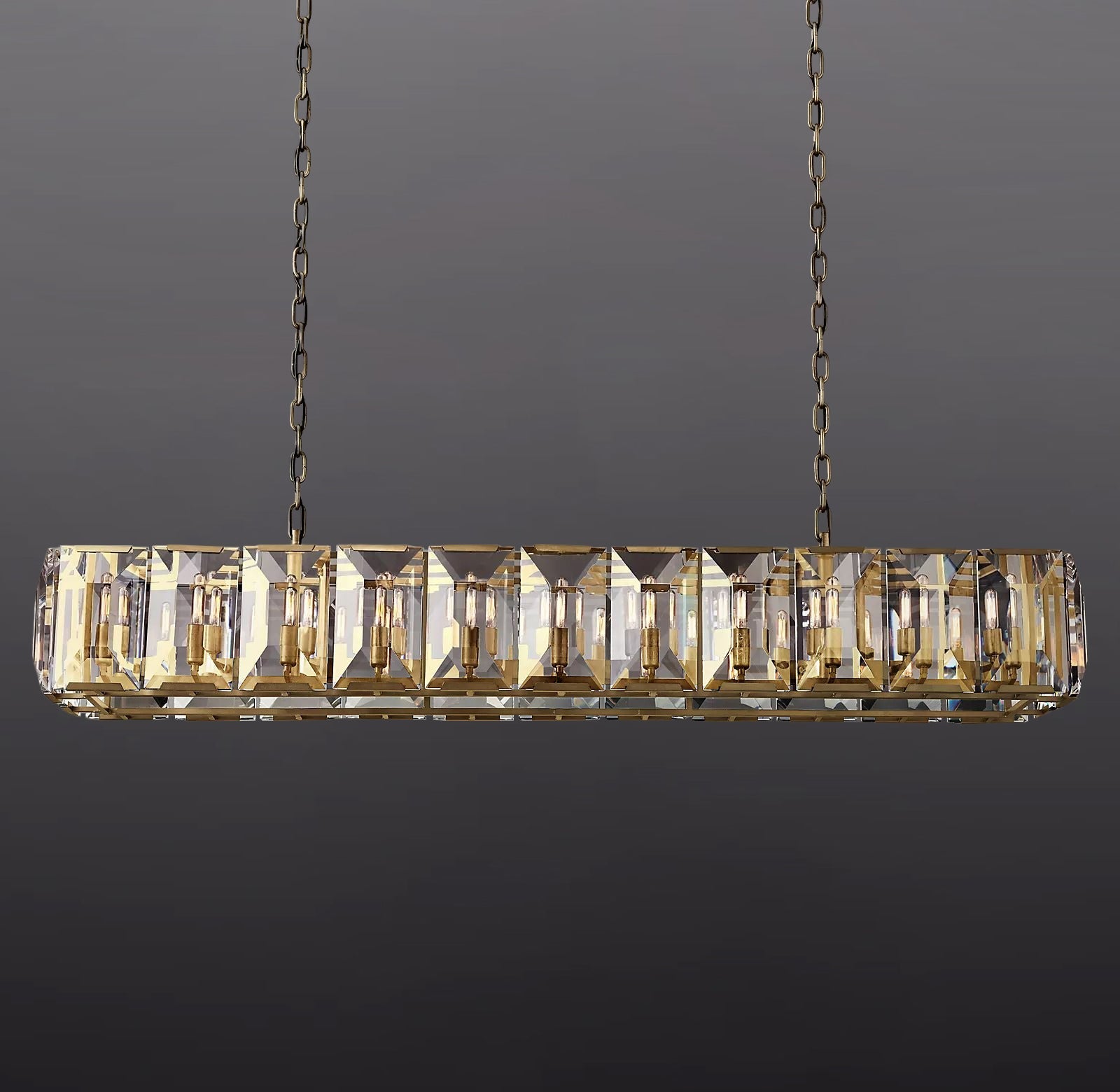 Hanson Crystal Rectangular Chandelier 74"