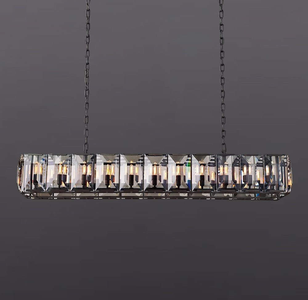 Hanson Crystal Rectangular Chandelier 74"