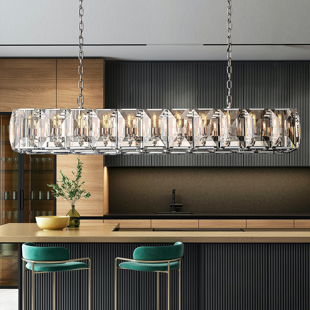 Hanson Crystal Rectangular Chandelier 74"