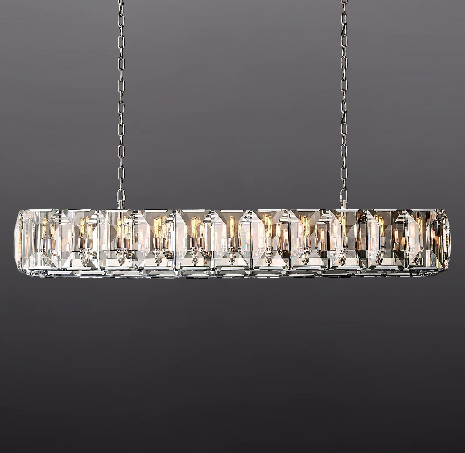 Hanson Crystal Rectangular Chandelier 74"