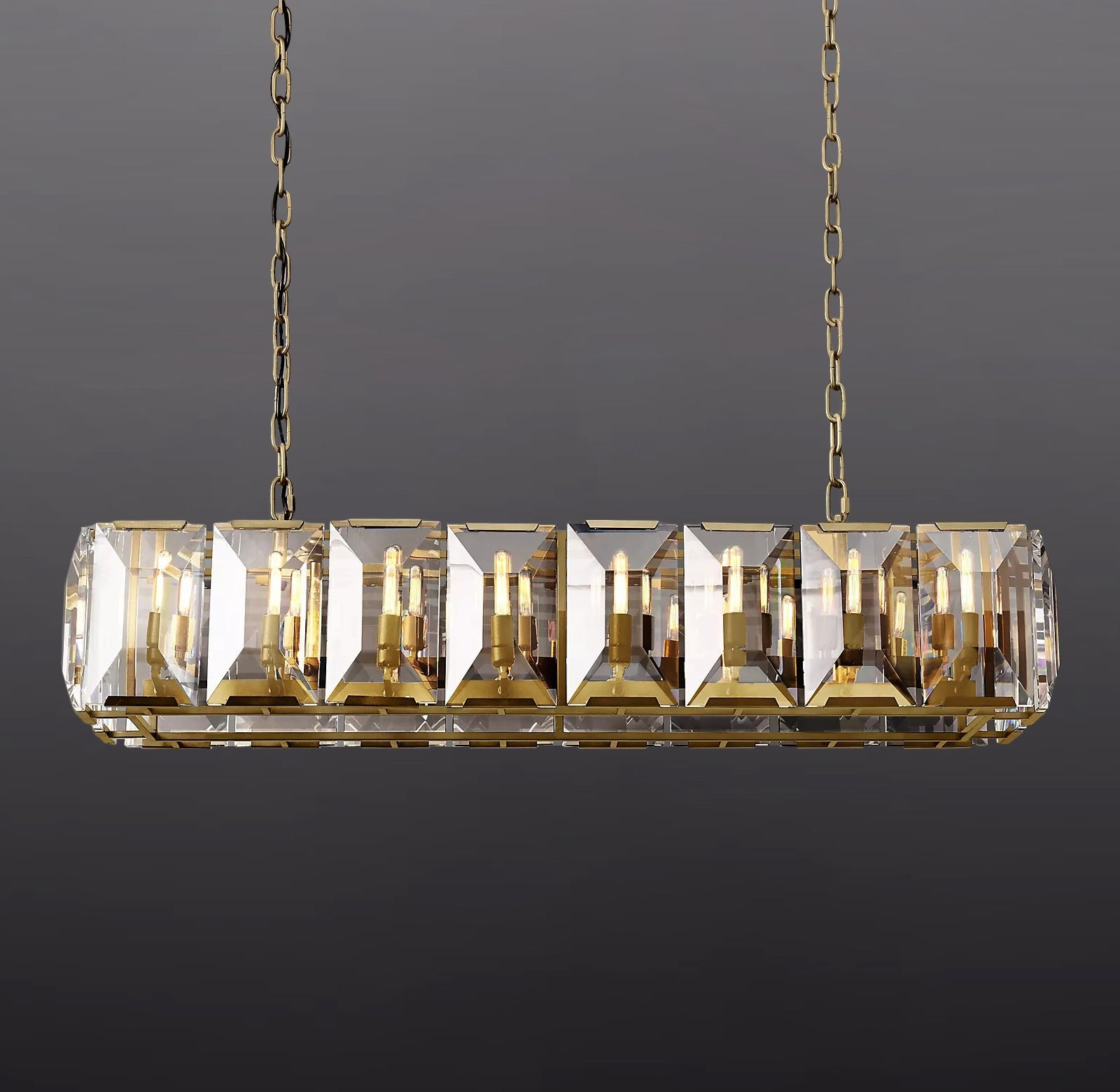 Hanson Multicurve Crystal Rectangular Chandelier 55"