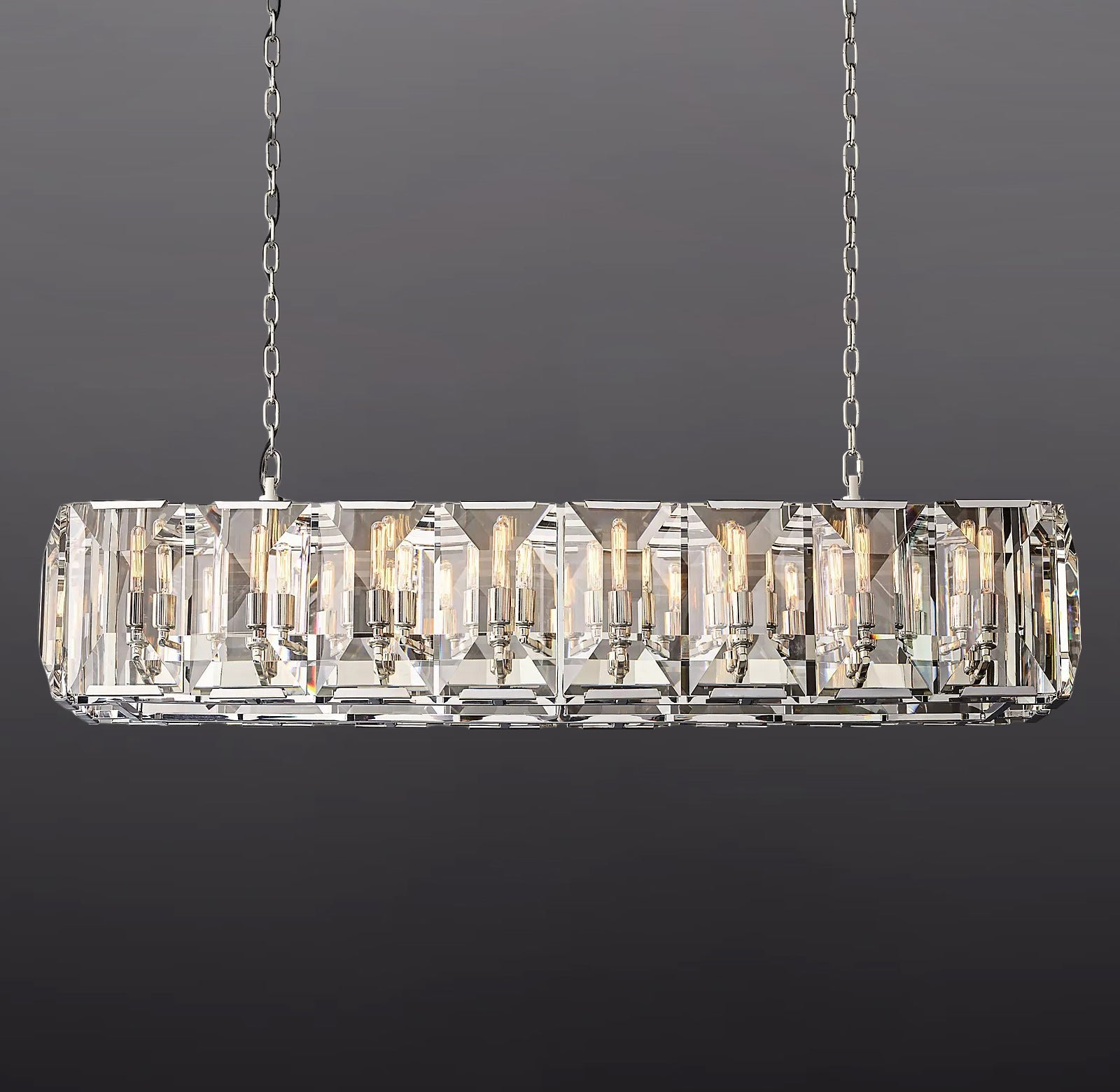 Hanson Multicurve Crystal Rectangular Chandelier 55"