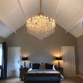 Luxury 25-Light CanMLe Crystal Chandelier in Gold/Chrome Finish