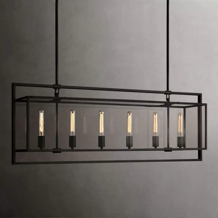 Opus Glass Rectangular Chandelier 54"